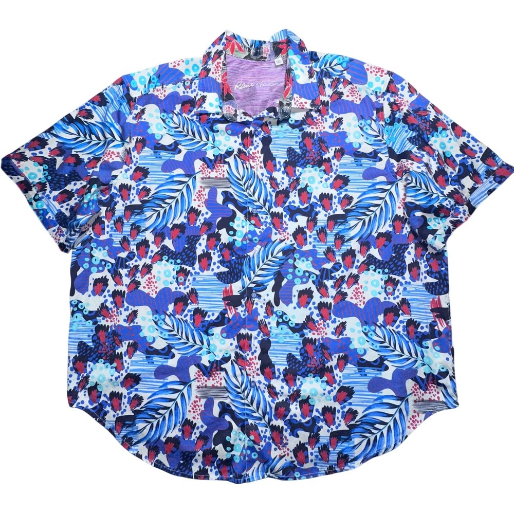 Robert Graham 2XL Short Sleeve Button-Up Shirt Abstract Tropical Print‎